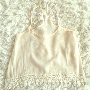 SM Cream embroidered lace  tank